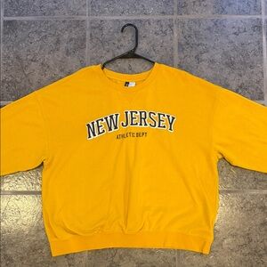 H&M Yellow Crewneck Sweater with New Jersey Print